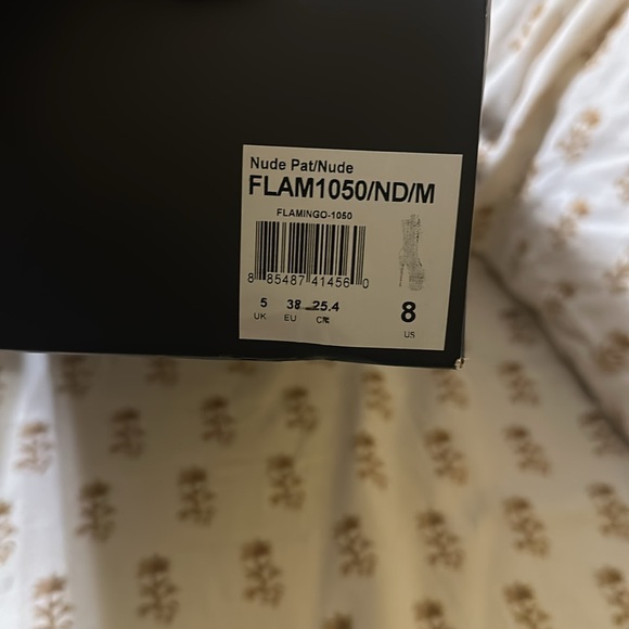 Pleaser: Nude patent leather calf height boot - Picture 8 of 10